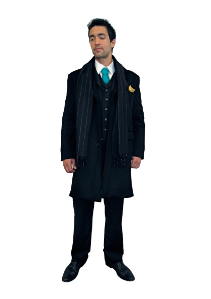 Male manager suit and coat option with sky blue highlights